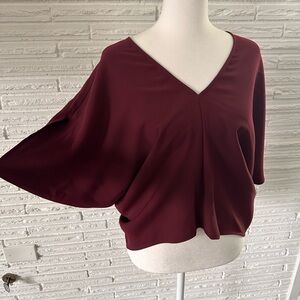 Express Burgundy V-Neck Women's Crop Top, XS